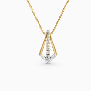 Impresionante colgante moderno en forma de V con diamante cultivado en laboratorio de 0.30 ct en oro amarillo, blanco y rosa de 9 quilates. - Product Image 3