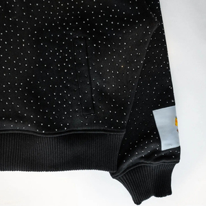 Unisex Black Rhinestone Full Zip Hoodie Premium All Over Sparkly Crystal Embellished Oversized Fleece Sweatshirt Featuring - Product Image 2