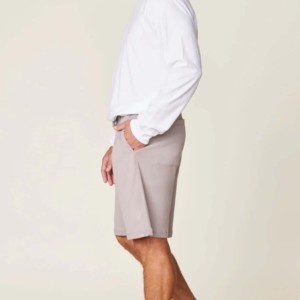 Men's Light Gray Cotton Bermuda Shorts Drawstring Waist Pockets Casual Fit <b>Mid</b> Rise Breathable Anti-UV Eco-Friendly Knitted - Product Image 4