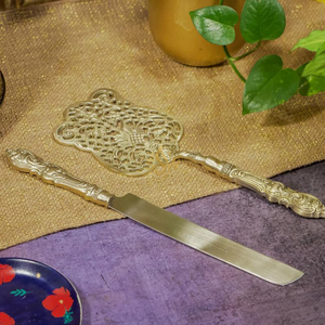 Espátula y Cuchillo para Servir Pasteles Hechos a Mano en Latón, Juego de Utensilios de Metal Dorado de Primera Calidad para Servir Postres, Ideal para Bodas, Hoteles y Restaurantes - Product Image 4