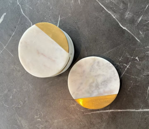 Luxury Marble and Solid Wood Drink <b>Coasters</b> <b>Set</b> with Holder, Absorbent and Durable Tabletop Protection for Hot and Cold Beverage - Product Image 2