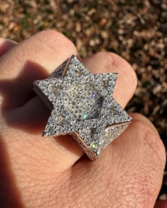 Hip Hop <b>Ring</b> Iced Out Moissanite Star of David <b>Ring</b> 925 Sterling Silver Baguette <b>Ring</b> <b>Men</b> Bling Statement Jewelry Luxury Style - Product Image 4