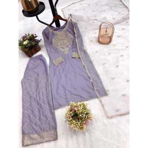 Designer Women's Party Wear <b>Suit</b> Set with Beautiful Lace Border - Product Image 6