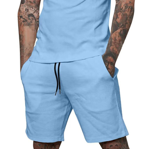 Conjunto Deportivo de 2 Piezas para Hombre, Camiseta y Pantalones Cortos Deportivos de Algodón Transpirable, con Logotipo Personalizado al por Mayor, Novedad de Verano - Product Image 5