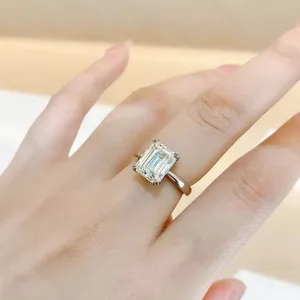 Princess Cut Moissanite Engagement <b>Ring</b> 925 Sterling <b>Silver</b> <b>Solitaire</b> <b>Ring</b> Classic Luxury Diamond Look Bridal Jewelry - Product Image 4