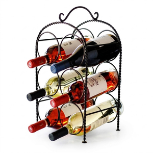 Elegant 10 Bottle Pyramid Wine Rack Metal Countertop Wine Holder For Kitchen & <b>Bar</b> Heavy-Duty Black Onyx Steel <b>Freestanding</b> - Product Image 2