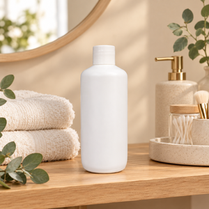 Botella Redonda de HDPE de 300 ml Resistente con Tapa Lisa |   Envase de Plástico para Productos Químicos, Cosméticos y Líquidos del Hogar - Product Image 4