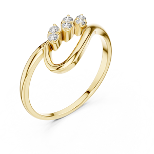 Anillo minimalista avant-garde con diamante de corte redondo para mujer, banda a juego de oro macizo de 14k, ideal para regalo, compromiso, aniversario, boda. - Product Image 2