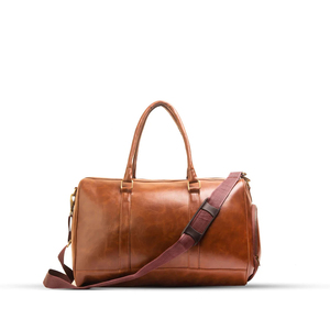 Custom Logo Large Capacity Vintage <b>Duffel</b> <b>Bags</b> for Men Genuine Real Leather Brown Overnight Weekend Travel Garment <b>Bags</b> Factory - Product Image 3