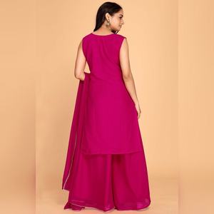 Ensemble Kurti Plazzo Moderne Georgette pour Femme, avec Broderies à Paillettes, pour Été et Hiver, Tenue de Soirée, Vente en Gros Indienne, Pantalon Chine - Product Image 2