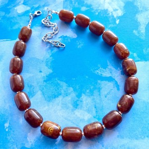 New Natural <b>Resin</b> Handmade Geometric Beaded Necklace Custom Unisex Jewelry Earthy Tone Fashion Gift - Product Image 4