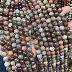 Cuentas de piedra de jaspe de fantasía, cuentas redondas de piedras preciosas naturales en hebra para la fabricación de joyas y manualidades DIY - Product Image 6