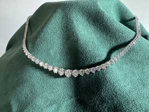Collar de tenis de moissanita con corte brillante, plata 925 con baño de rodio, engaste de garras, estilo hip hop, para mujer, compromiso, boda, fiesta - Product Image 1