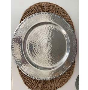 Assiette de service décorative en cuivre martelé, aspect cuivre, vaisselle décorative de luxe pour la maison, l'hôtel, le restaurant, le mariage - Product Image 5