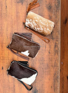 กระเป๋าหนังวัวมีพู่ห้อยแบบตะวันตกกระเป๋าสตางค์แบบโบโฮมีสายคล้องข้อมือมีซิปสำหรับผู้หญิงทำด้วยมือจากผู้ผลิต - Product Image 3