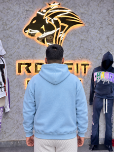 Custom OEM Mens Heavyweight French Terry Full Zip Hoodie with Distressed Applique Embroidery Oversized - Product Image 5