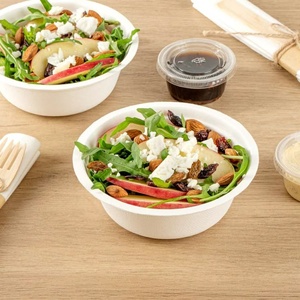 Couvercles pour bols en bagasse 100% compostables, biodégradables, zéro déchet, 24oz, non blanchis, pour préparation de repas saine, soupes chaudes, salades et fêtes - Product Image 1