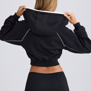 Sudadera Corta Personalizada para Mujer, Estilo Hip Hop, con Logotipo Frontal, 100% Algodón, Forro Polar, Resistente al Viento y Transpirable - Product Image 4