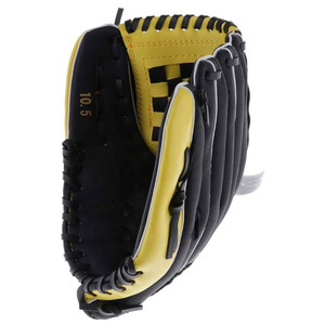 Leather <b>Baseball</b> <b>Glove</b> Right-Handed Outfield Full Finger Black Yellow Checkered Design Hook And Loop Closure Batting <b>Gloves</b> - Product Image 4