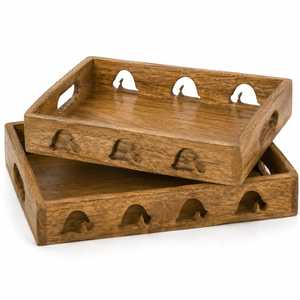 Modern Mango Wood Serving Tray Lacquer Finish Handles Single Tier Dishwasher Safe Portable Multifunction <b>Kitchen</b> Dessert Pastry - Product Image 3