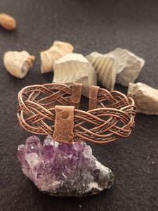 Abstract Wave Solid <b>Copper</b> Cuff <b>Bangle</b> Hand Carved Geometric Twisted Wristband Earthy Artisan Metal Jewelry Gift - Product Image 5