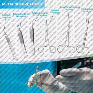 Kit de Práctica de Sutura para Estudiantes de Medicina y Enfermería, Reutilizable, de Acero Inoxidable, con Almohadilla de Silicona Manual, Set de Entrenamiento de Sutura - Product Image 5