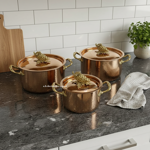 Export Quality Hammered Stainless Steel Casserole Gold Pan & <b>Pots</b> <b>Set</b> With Grapes Lids Eco-Friendly Cookware for Luxury Events - Product Image 4