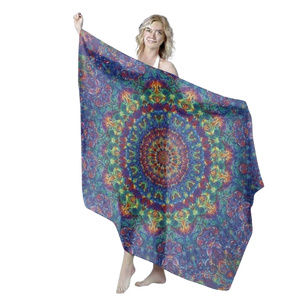 Voile de danse orientale - 100% soie pure, écharpe extra longue teinte à la main multicolore pour professionnels - Product Image 1