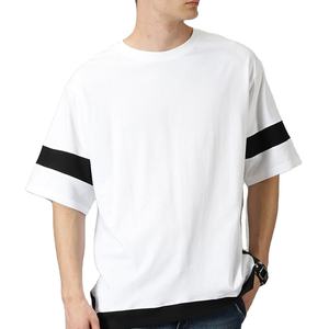 T-shirts pour hommes de haute qualité rayures à manches personnalisées imprimées t-shirts décontractés élégants à épaules tombantes à coupe ample à des prix très bon marché - Product Image 4