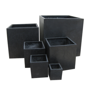 Grands pots de fleurs en fibre de verre, conteneurs carrés modernes pour l'extérieur, surface résistante aux intempéries, construction légère et style élégant - Product Image 1
