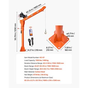 Grúa Eléctrica para Camión, 1100 Libras, 12V, Cabrestante de 3000 Libras, Pluma Telescópica Giratoria de 360°, 6m de Altura, Capacidad de 1 Tonelada - Product Image 6