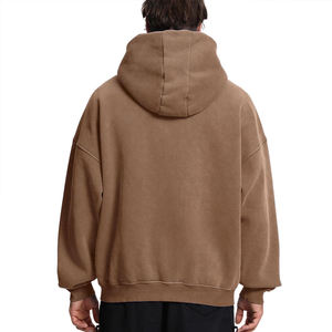 Fabrication professionnelle de sweats à capuche personnalisés pour l'hiver, style streetwear, fermeture éclair, effet délavé, pour hommes, haute qualité, 100% coton molletonné, poche surdimensionnée - Product Image 2