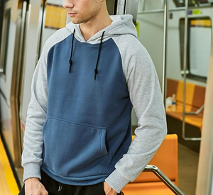 OEM Custom Jacket <b>Raglan</b> Sleeves with Pocket Athleticwear Men's Color Block Pullover Fleece Hoodie Casual Hooded Sweatshirts <b>Top</b> - Product Image 6