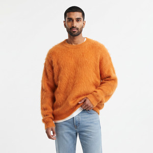 Pull en mohair tricoté sur mesure pour homme, doux et chaud, col rond, manches longues, décontracté, fabricant OEM ODM en gros - Product Image 1