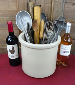 Porte-ustensiles en céramique minimaliste, finition mate mouchetée, cuit au four, résistant à la chaleur, durable, à large ouverture, organiseur de cuisine - Product Image 2