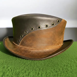 Chapeau haut de forme en cuir vieilli fait main de haute qualité, style gothique victorien steampunk, pour cosplay - Product Image 2