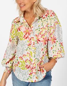 Chemisier d'été personnalisé pour femmes, manches froncées, ourlet incurvé, grandes tailles, chemises florales écologiques – Vente en gros - Product Image 1