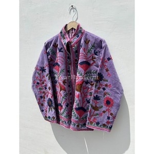 Veste en velours violet, veste brodée Suzani d'Ouzbékistan, veste <span class=keywords><strong>chic</strong></span> bohème, veste style <span class=keywords><strong>hippie</strong></span>, tenues pour femmes - Product Image 2