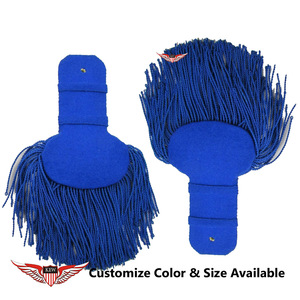Épaulettes d'épaule personnalisables brodées vintage écologiques en fil de soie bleu et fil de Mylar avec pompons pour uniformes KEW - Product Image 3