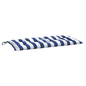 Coussin de banc de jardin extérieur à rayures bleues et blanches - Product Image 2