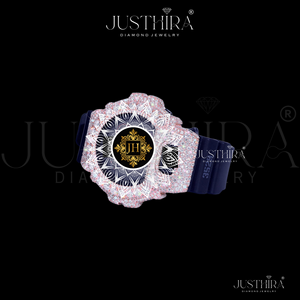 Montre pour femme fabriquée en Inde, élégante, en quartz, avec diamants en moissanite, bracelet en acier inoxydable, cristal saphir, pierres brillantes - Product Image 3