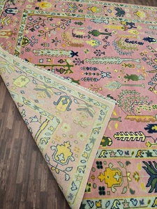 พรมทอมือที่มีคุณภาพสูงสีชมพูลายดอกไม้สไตล์โอเรียนเต็ลพรมสไตล์วินเทจโบฮีเมียนสำหรับห้องนั่งเล่นเด็ก - Product Image 2