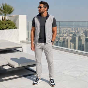 Traje de Verano de 3 Piezas para Hombre al por Mayor: Chaleco Reversible, Camiseta de Algodón Mercerizado Transpirable y Pantalón Elástico de Pierna Recta - Product Image 3