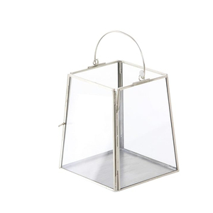 Tall Antique <b>Brass</b> Candle <b>Lantern</b> With Diamond Pattern Glass Panels Vintage Minimalist Square Metal Floor <b>Lantern</b> For Home Event - Product Image 2