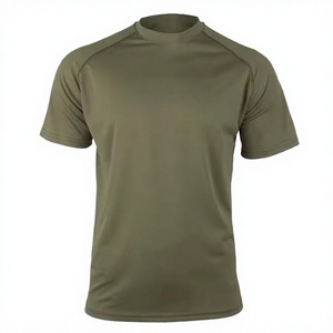 Camiseta Deportiva de Manga Corta con Cuello Redondo para Hombre, Color Verde Oliva, Lisa, Estilo Raglán - Product Image 1