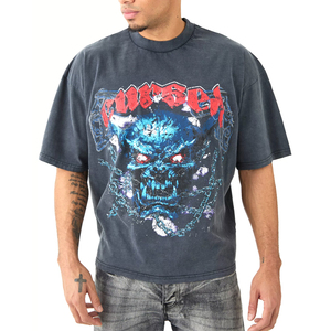 Camiseta Hip Hop Extra Grande de Algodón 100% con Lavado Ácido, Transpirable, Ecológica, para Hombre, Personalizable, Lisa, Vintage - Product Image 1