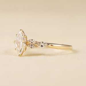แหวนเพชรทรงมาร์คีส์ 2.01 กะรัต ประดับเพชรแบบคลัสเตอร์ ตัวเรือนทองคำแท้ 14K สำหรับงานหมั้น งานแต่งงาน หรือเป็นของขวัญสำหรับเพื่อน - Product Image 5