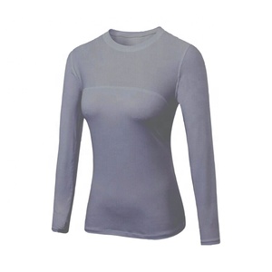 Haut de yoga moulant à manches longues et col rond, doux, séchage rapide, faible MOQ, vêtements de sport pour femmes - Product Image 5