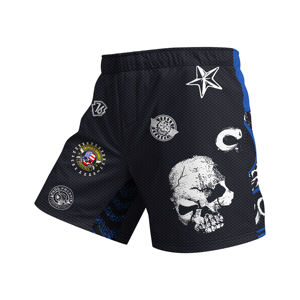 Custom Men's Full Sleeve Rash Guard Black Blue <b>Skull</b> Print Spandex Polyester Quick Dry Seamless Fusing Kit UPF50+ Breathable - Product Image 5