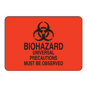 Panneau de signalisation Brady Biohazard Precautions - Panneau de signalisation imprimé UV pour la sécurité des laboratoires et des hôpitaux - Product Image 2